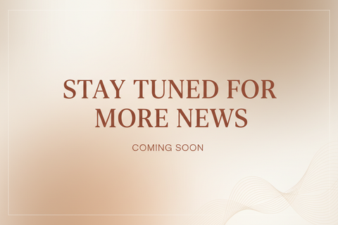 stay tuned for more news advertisement on a square photo, showing beige minimalist warm colors